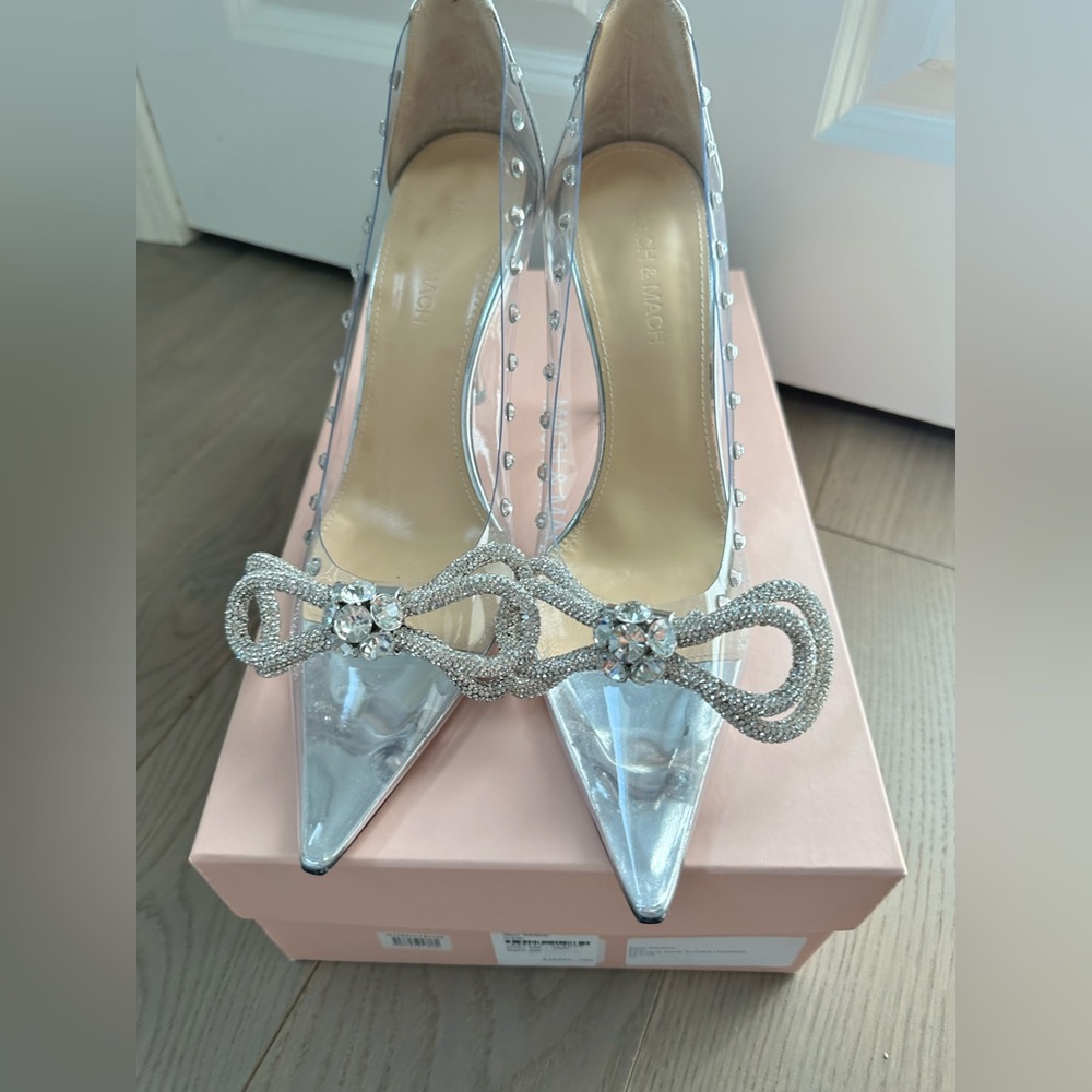 Mach Mach Double Bow PVC Clear Pumps Heels - Picture 4 of 11